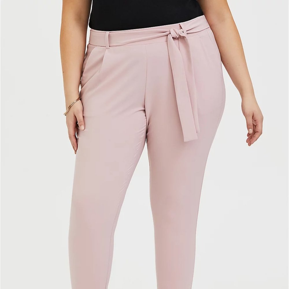 Torrid MAUVE PINK CREPE SELF TIE TAPERED PANT sz6